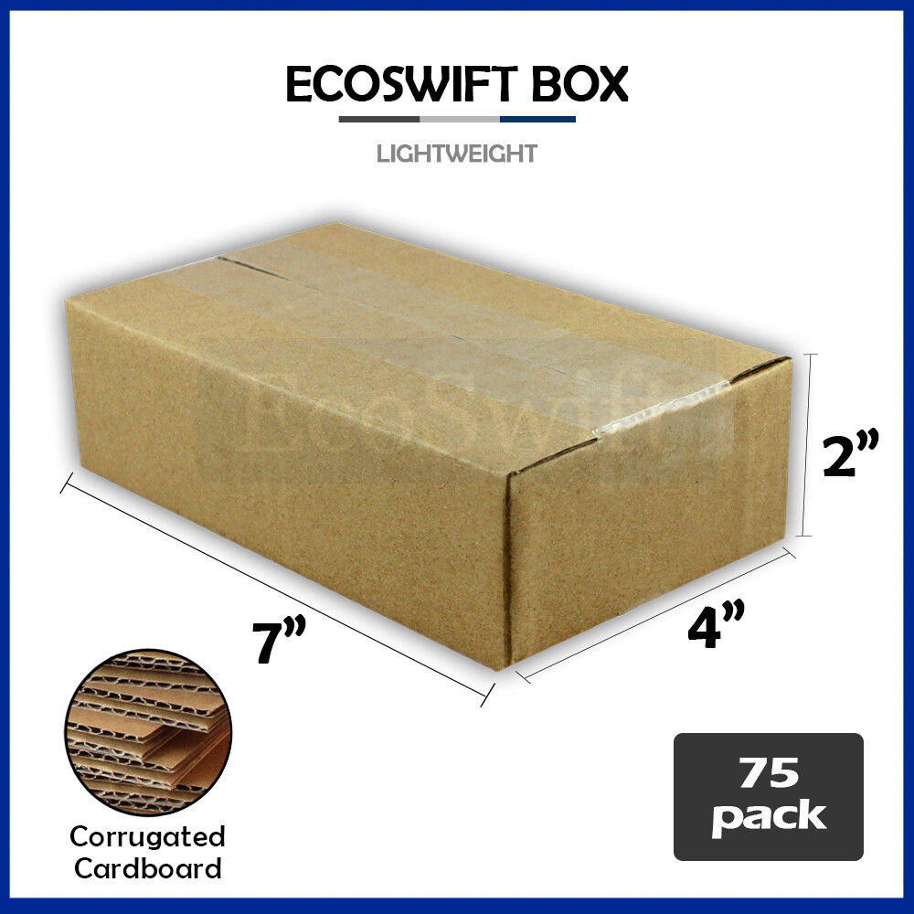 75 7x4x2 EcoSwift Cardboard Packing Moving Shipping Boxes Corrugated Box Cartons