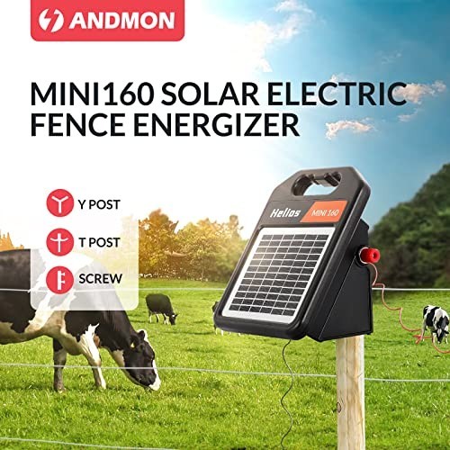 10 Mile Solar Electric Fence Charger – 0.16J Portable Energizer with Day/Night M