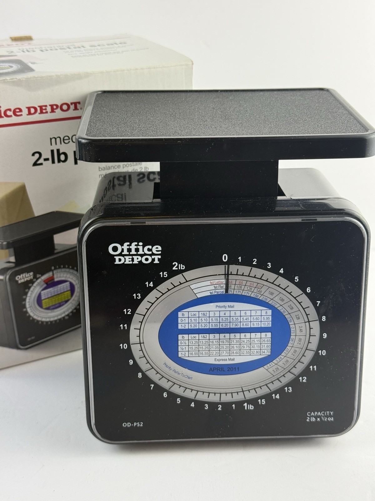 Office Depot Tabletop Mechanical Postal Scale Capacity 2 Lb Easy To Read W/Box