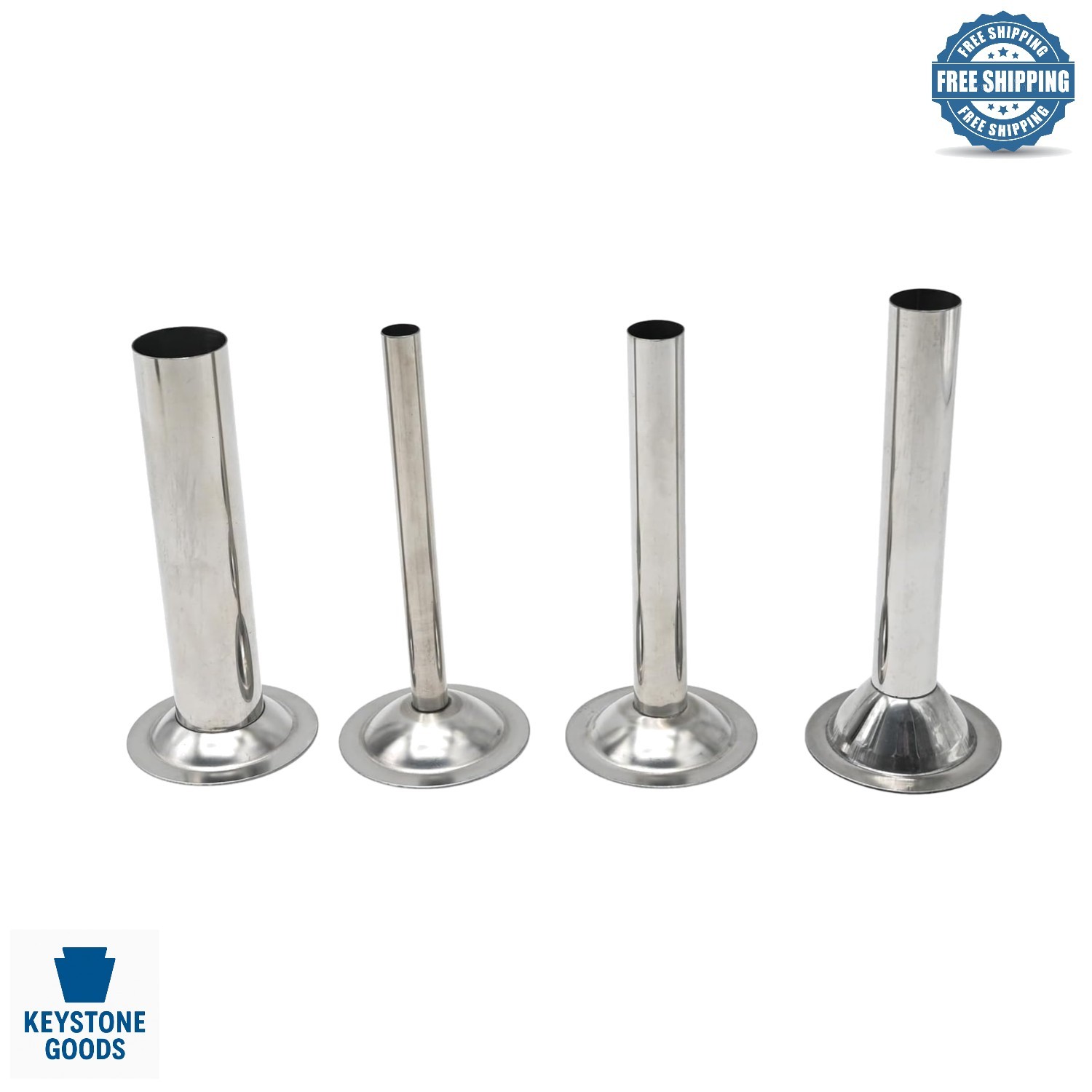 Set of 4 Stainless Steel Sausage Stuffer Tubes for Meat Grinder