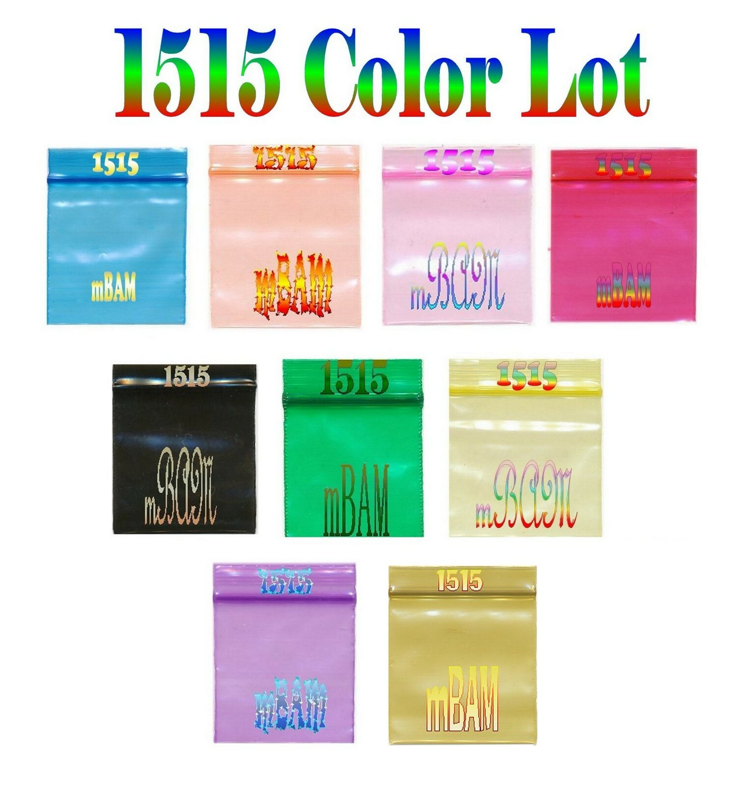 100 1515 2.5 3.0 mil RAINBOW COLOR LOT APPLE MINI ZIP BAGGIES BLUE ORANGE+
