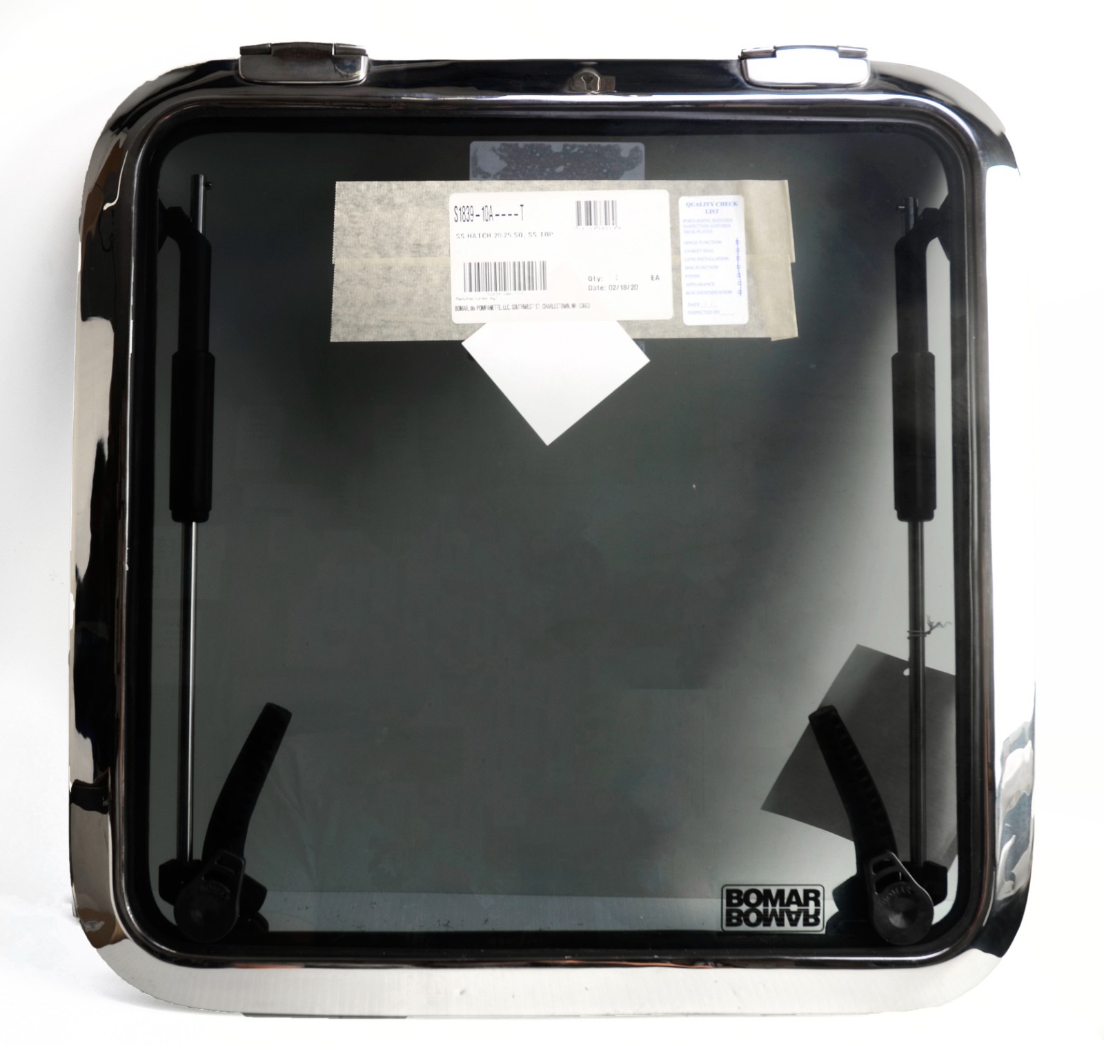 Bomar Deck Hatch Stainless Steel Voyager Low Profile 20 1/4″ Square S1839-10A T