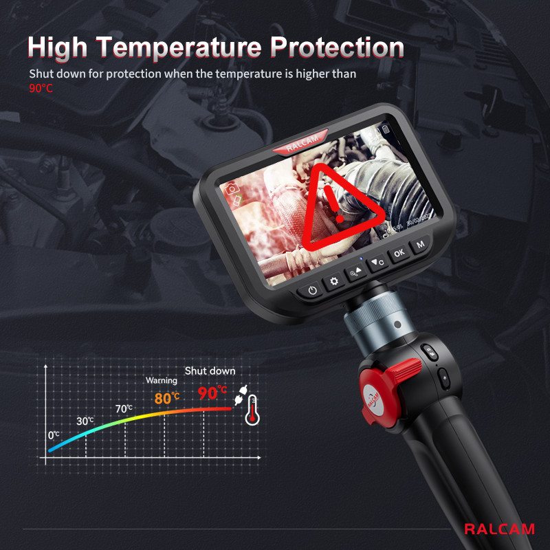 Ralcam Dual Lens Articulating Borescope 5″ Endoscope Inspection Camera 5FT Semi