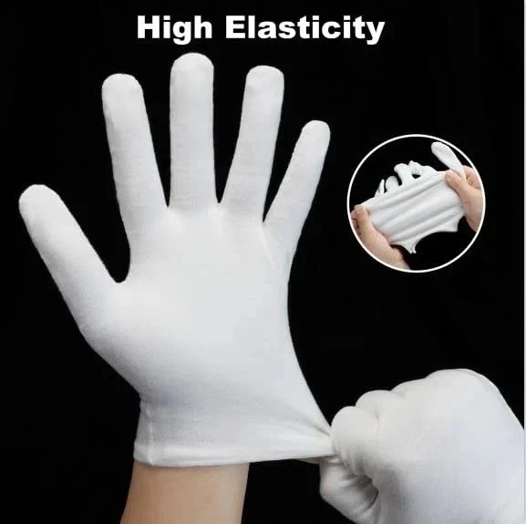 3 Pairs White Cotton Gloves Moisturizing Sleeping Spa Dry Hand Care