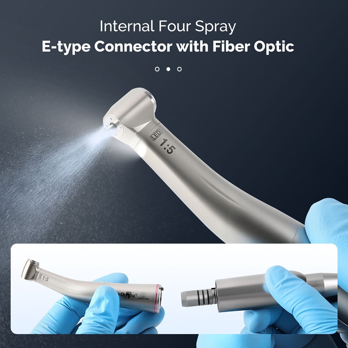 AZ Dental 1:1/1:5/16:1 Fiber Optic LED Contra Angle E-type Low Speed Handpiece