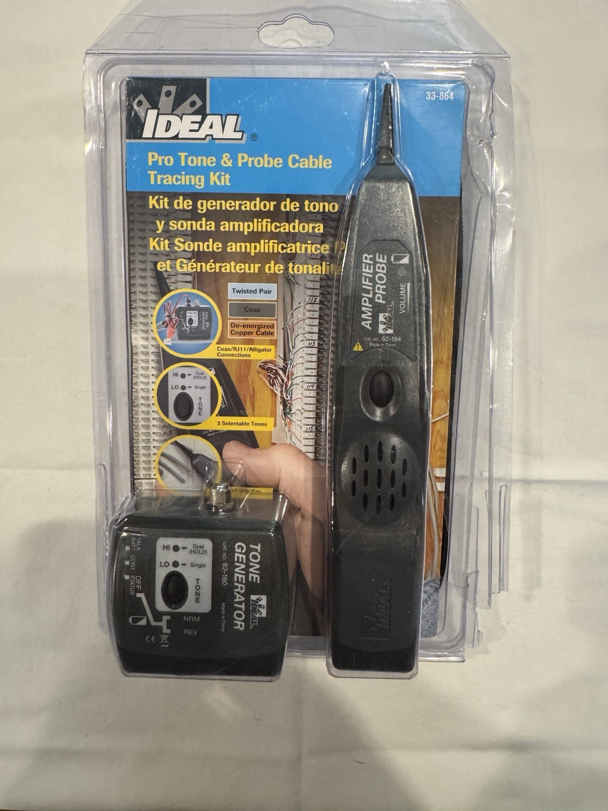 Ideal 33-864 Pro Tone & Probe Cable Tracing Kit RJ11 RJ45 Coax F-Type
