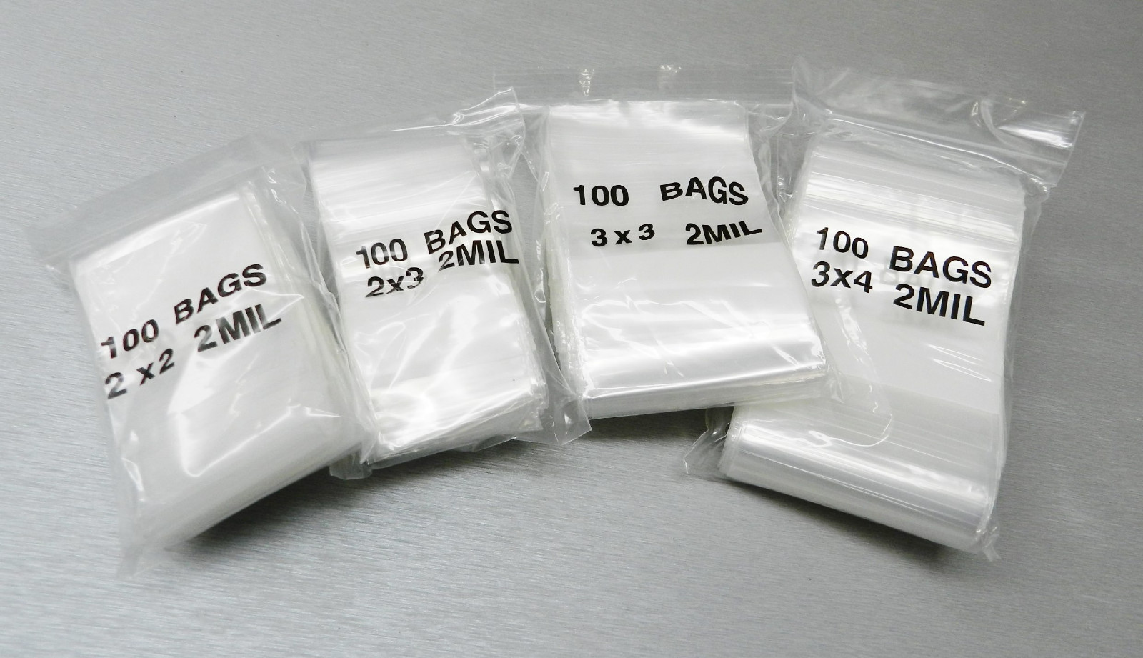 400 Zip Seal Lock Bags Assortment of 2×2 2×3 3×3 3×4 Assorted 2mil Clear Locking