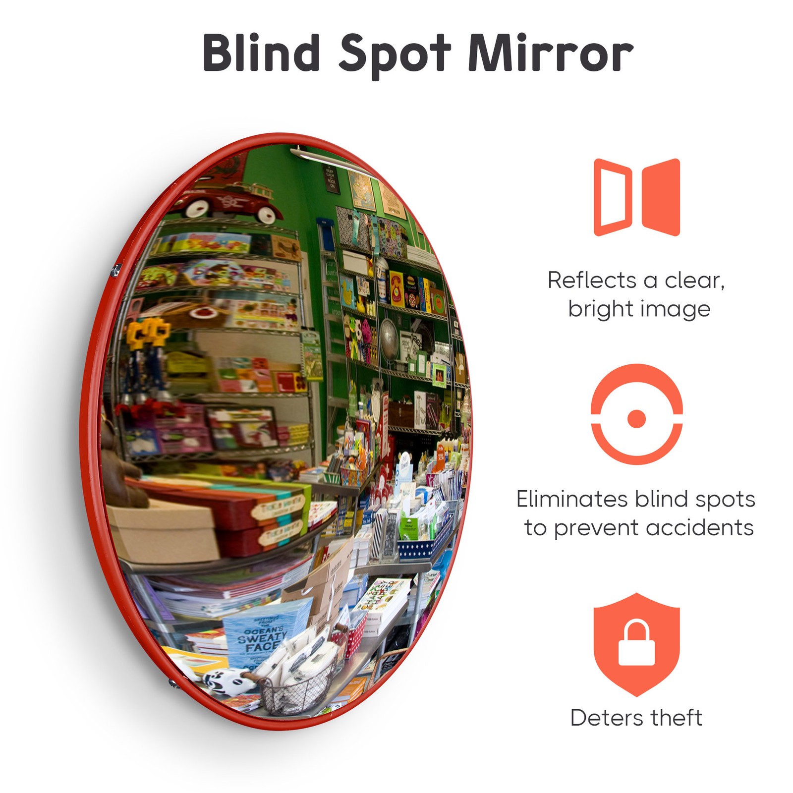 18″ Convex PC Mirror Wide Angle Blind Spot Road Corner Store Security Wall Mount