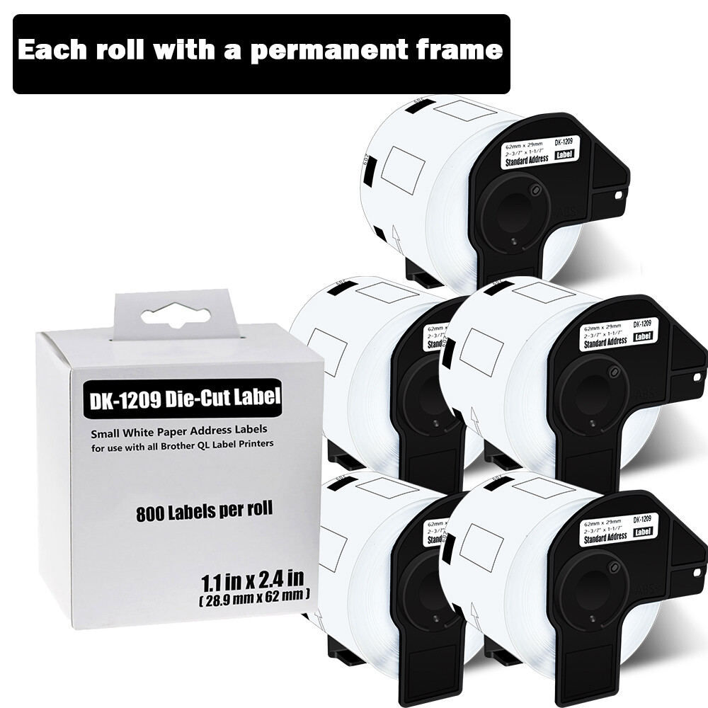 5ROLLS DK-1209 Barcode Labels for Brother QL-500 QL-570 DK-1209 1209 62mm x 29mm