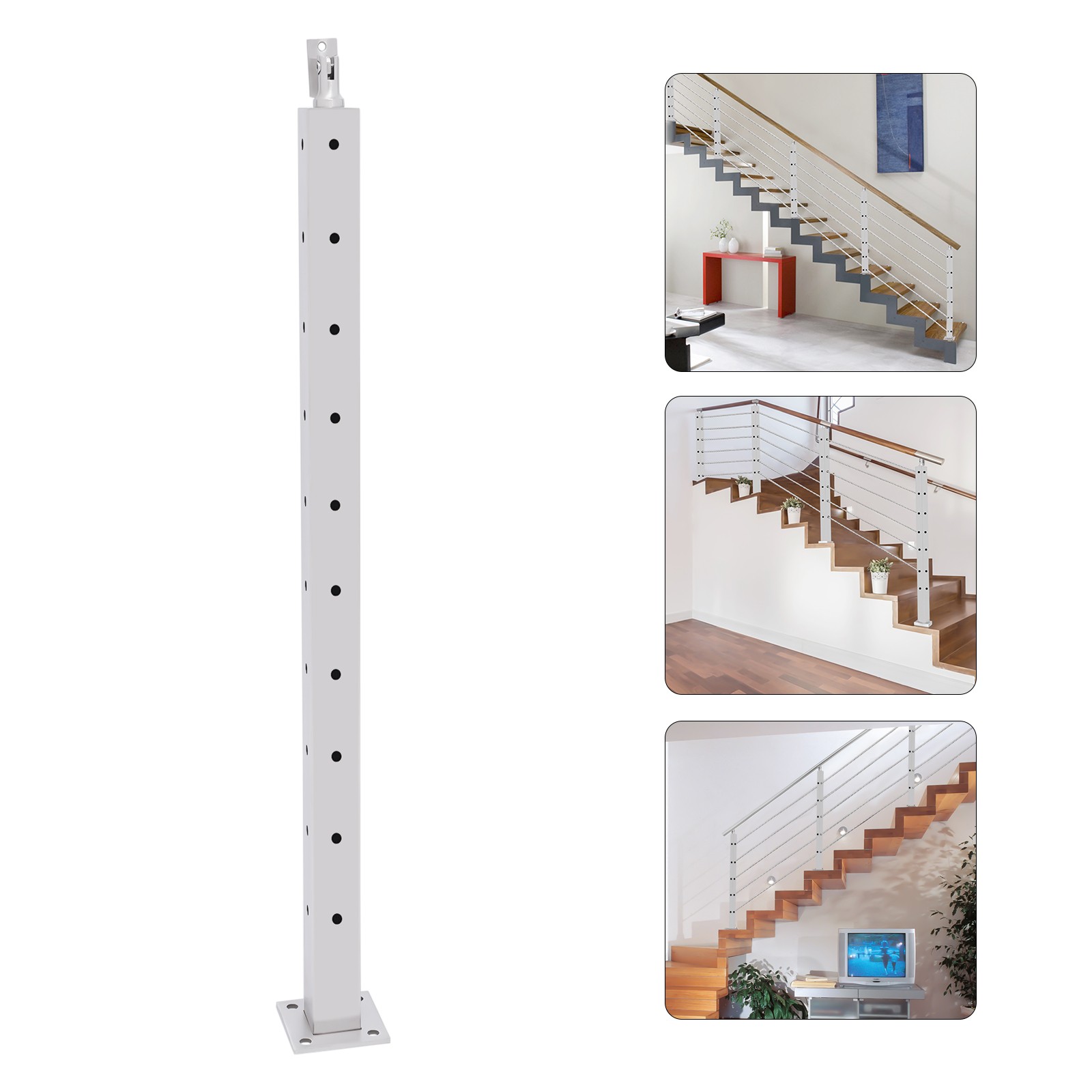 0-90° Stair Rail Hand Rails for Outdoor Steps Silver Stainless Steel Handrail