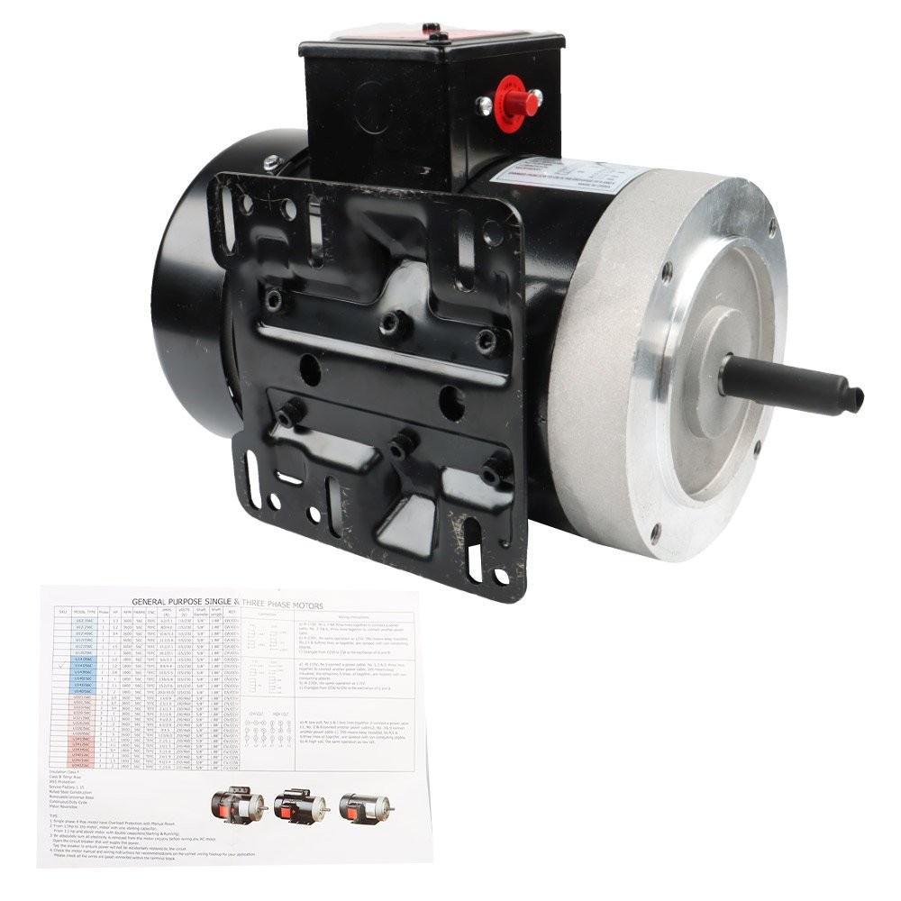 1/2HP General Motor Electric Motor 1725RPM 56C 1Phase TEFC 60HZ 5/8″Shaft New