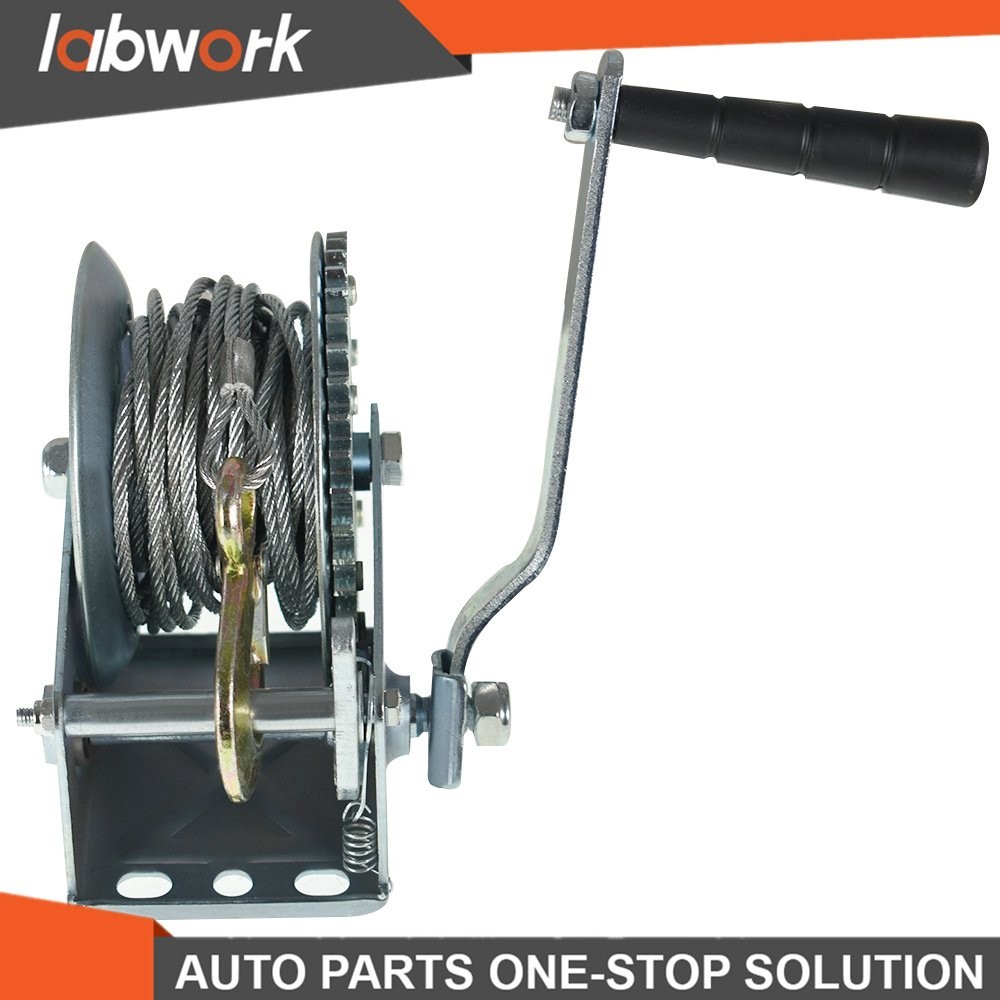 Labwork Hand Winch 4.0mm*10m Rope High Carbon Steel For Trailer Boat ATV 1200lbs