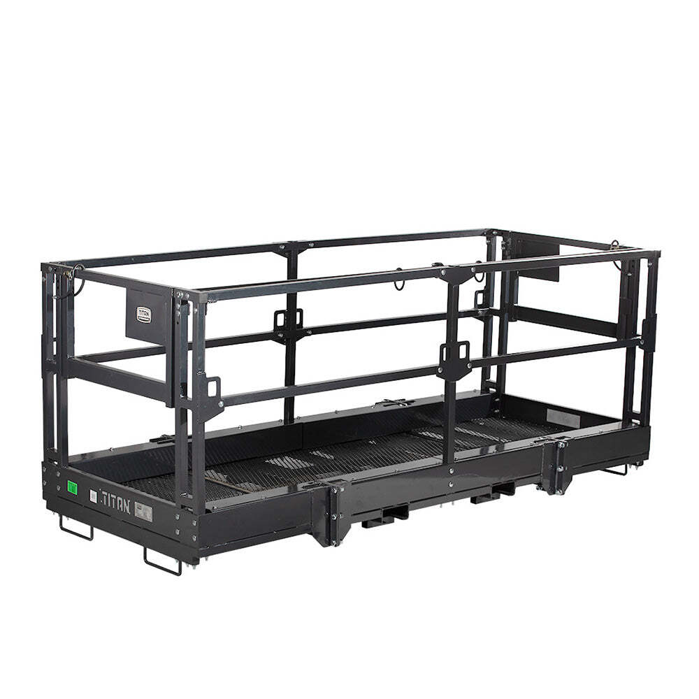 Titan Attachments 4′ x 9′ 8″ Mesh Telehandler Work Platform, Safety Man Basket