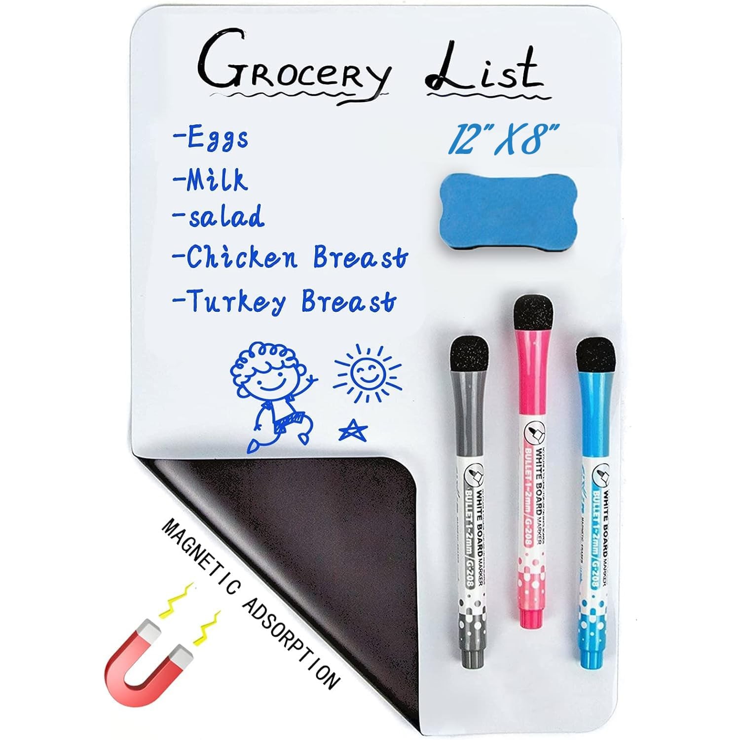 12×8 Large Magnetic Whiteboard Dry Erase Self Adhesive Smooth Surface Office