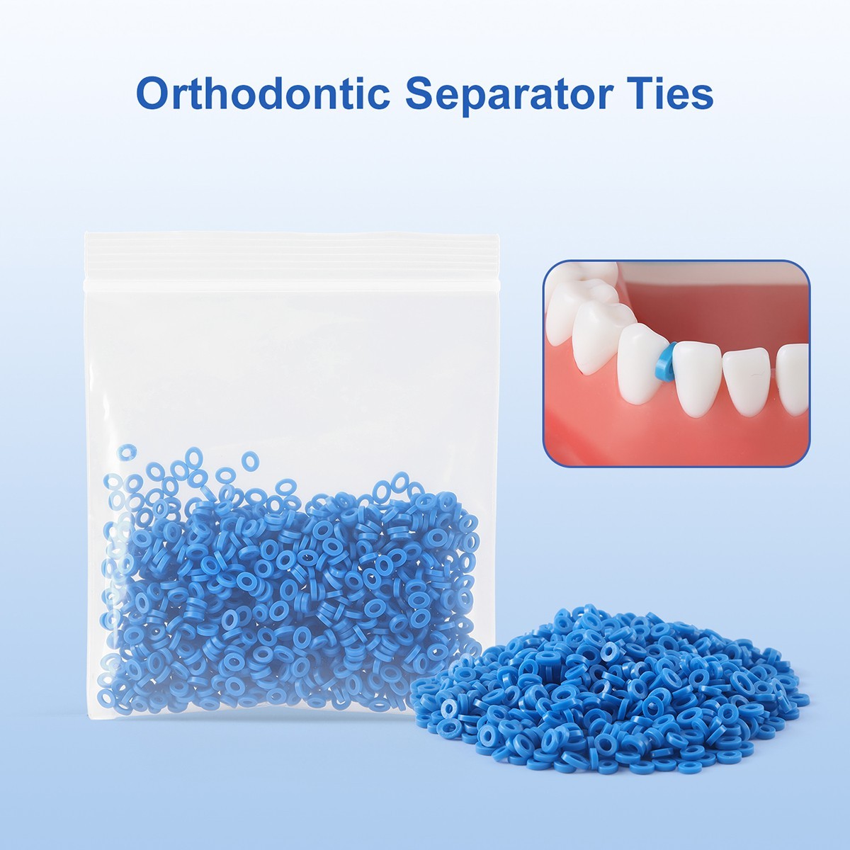 Dental Ortho Separators Spacers Elastic Teeth Gap Bands Non-Latex Minimal Allerg