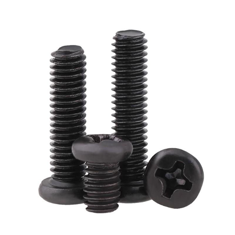 Black Carbon Steel Round Pan Head Screws Bolts M1 M1.2 M1.4 M1.6 M1.7 M2 M2.5-M6