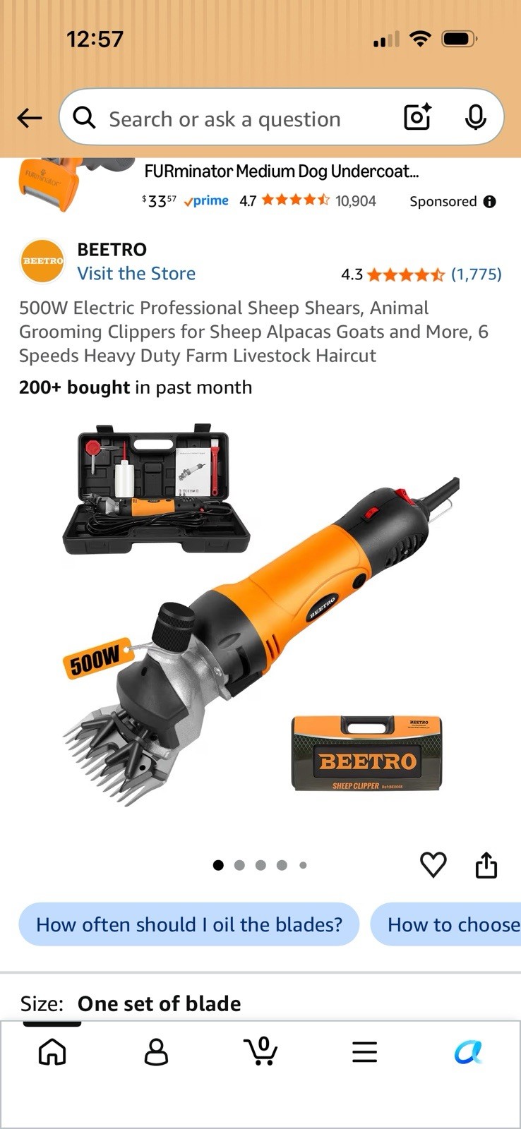 BEETRO 500W Electric Sheep Shears and Animal Grooming Clippers BE0068
