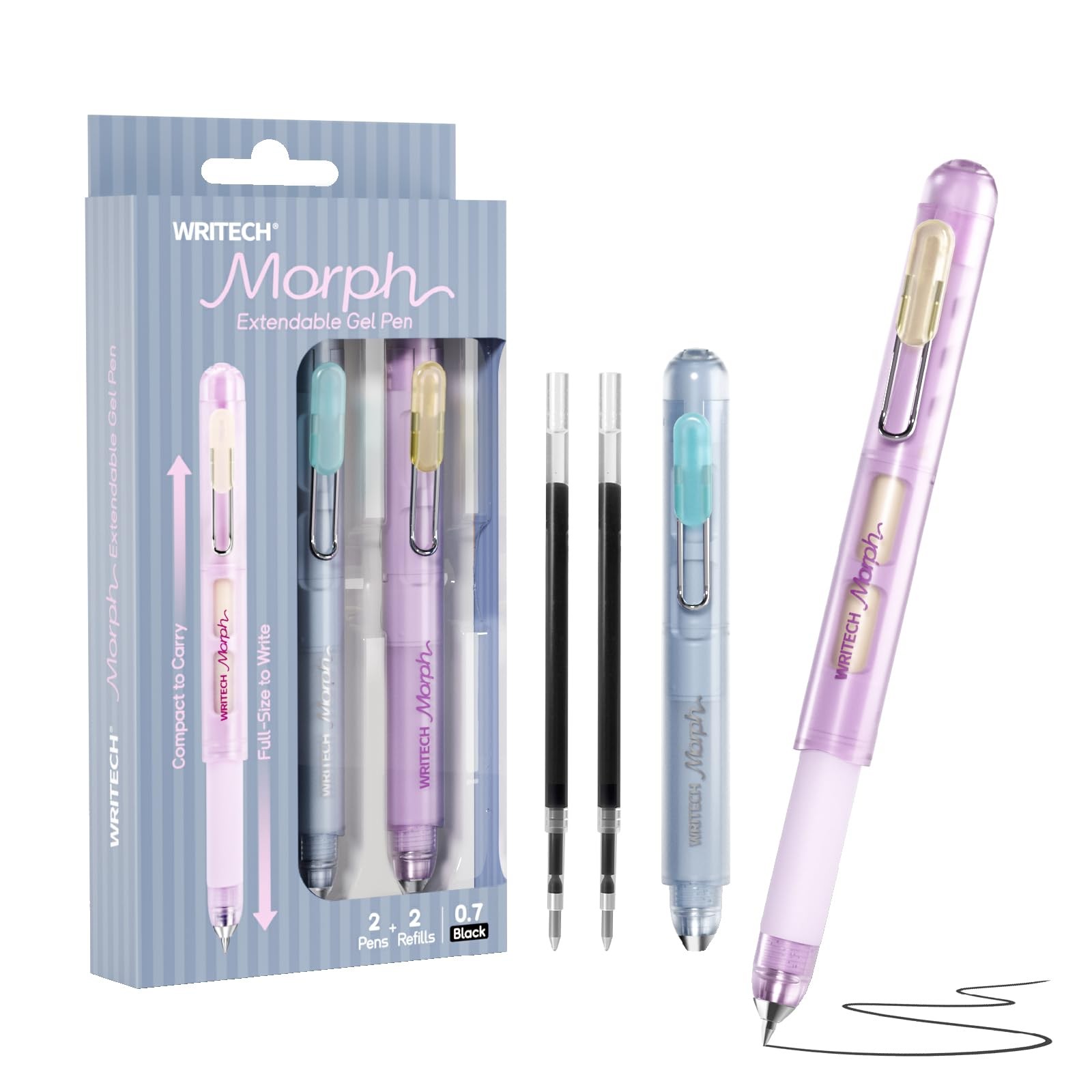 Morph Extendable Pens: 0.7mm Medium Point Black Ink Pocket-to-Full-Size Desig…