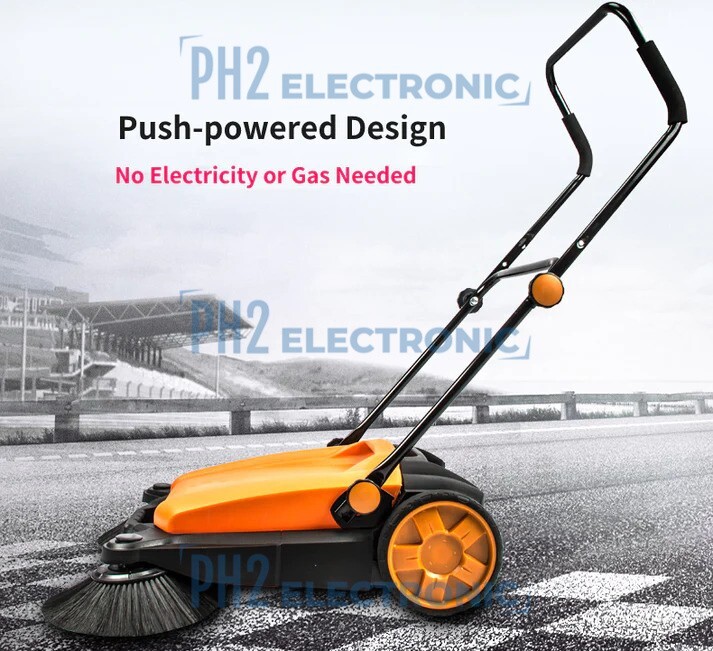 SM650 27.5″ Manual Push Powered Floor Sweeper, Triple Brushes,Indoor and Outdoor