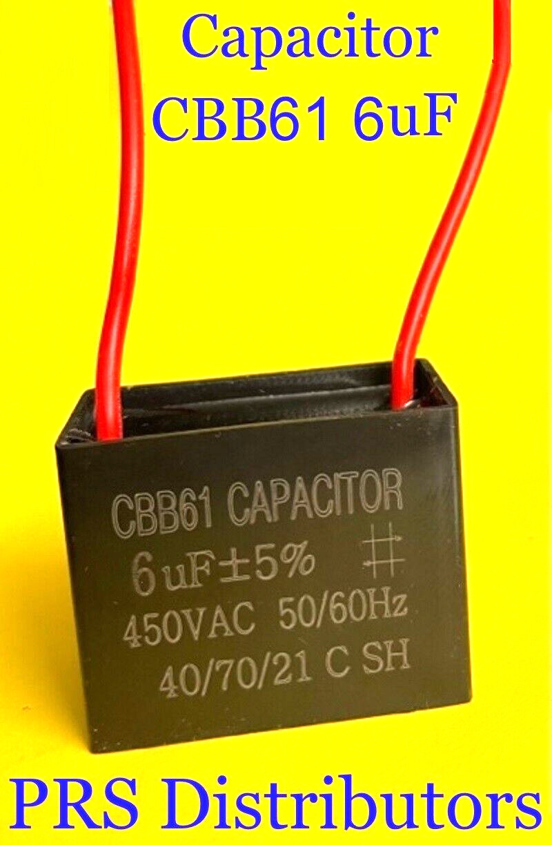 CBB61 6uF 6mF Motor Ceiling Fan Capacitor replacement 2-Wire 450VAC 50/60 HZ