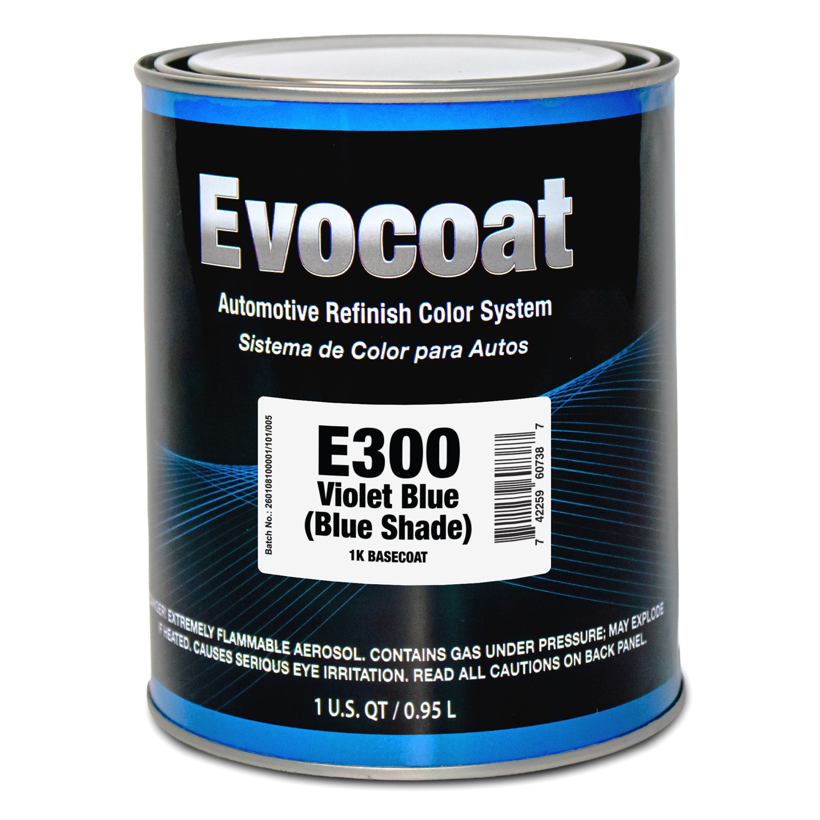 Evocoat 1K Base Coat E300 Violet Blue ( Blue Shade ) QT, (Compatible With