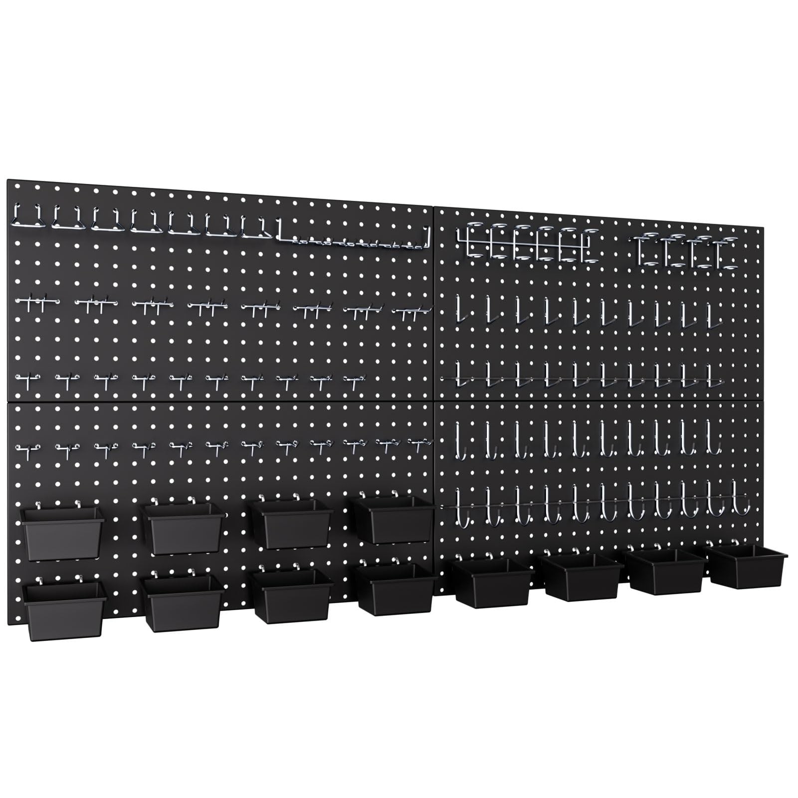 INCLY 158PCS Metal Pegboard Wall Organizer, 48×24 Inch Inch, Black